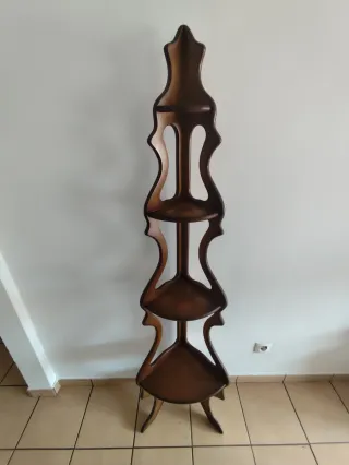 Estantería Esquinera Madera Oscura