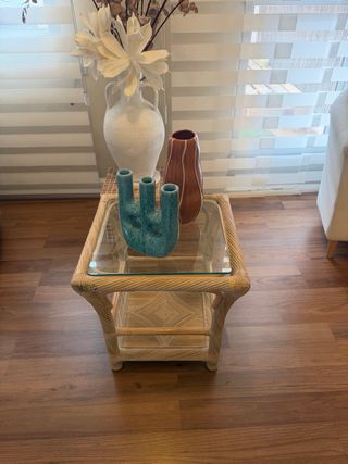 Mesa auxiliar ratán y cristal RECOGIDA EN BANYERES