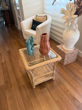 Mesa auxiliar ratán y cristal RECOGIDA EN BANYERES