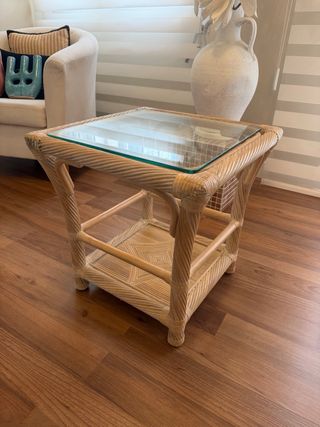 Mesa auxiliar ratán y cristal RECOGIDA EN BANYERES