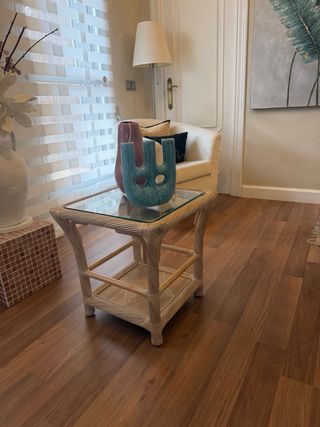 Mesa auxiliar ratán y cristal RECOGIDA EN BANYERES