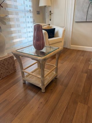 Mesa auxiliar ratán y cristal RECOGIDA EN BANYERES