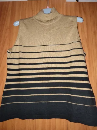 Jersey cuello vuelto sin mangas T S