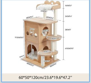 Tiragraffi in legno per gatti a più livelli
