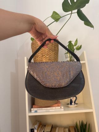 bolso de mano vintage plateado // clutch