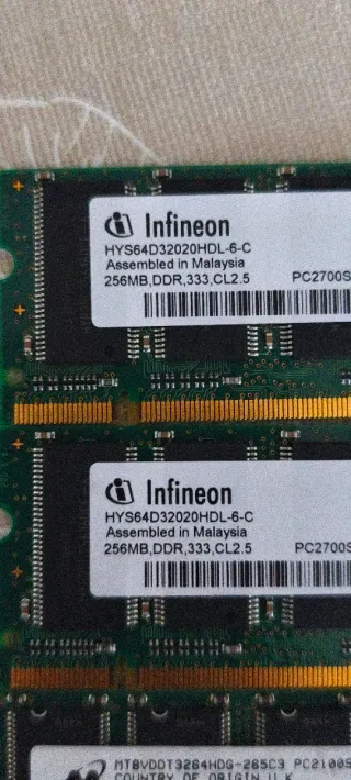 4x Infineon 256MB DDR RAM Módulos