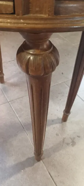 Mesa Bouillotte Francesa Mármol y Madera