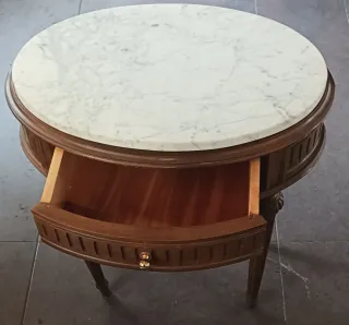 Mesa Bouillotte Francesa Mármol y Madera