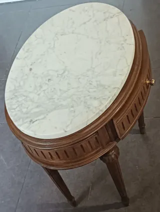 Mesa Bouillotte Francesa Mármol y Madera