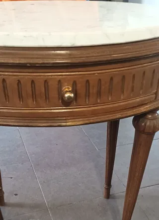 Mesa Bouillotte Francesa Mármol y Madera