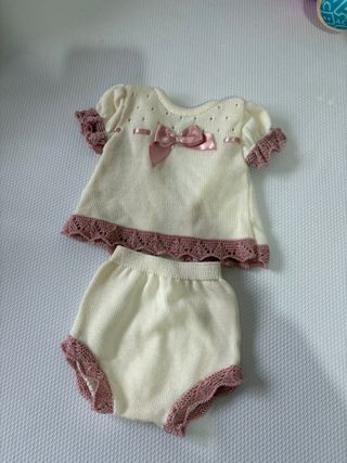 Conjunto bebé punto rosa y blanco