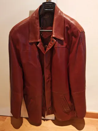 Chaqueta de piel hombre marrón