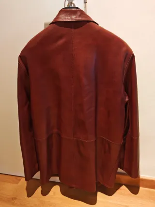 Chaqueta de piel hombre marrón