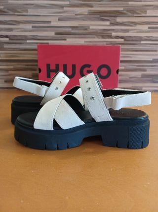 Sandalias HUGO Kris Plataforma Blanca Negra