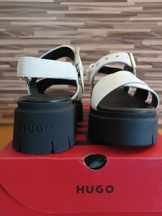 Sandalias HUGO Kris Plataforma Blanca Negra