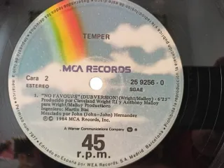 Vinilo Temper No Favors 1984