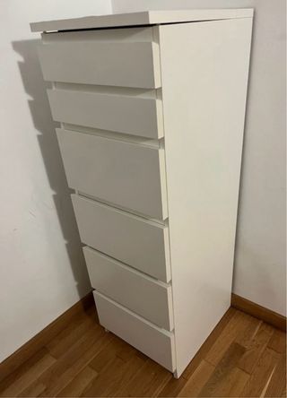 Cómoda Malm 6 cajones blanca