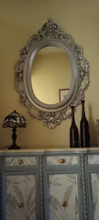 Espejo Ovalado Plata Estilo Castillo