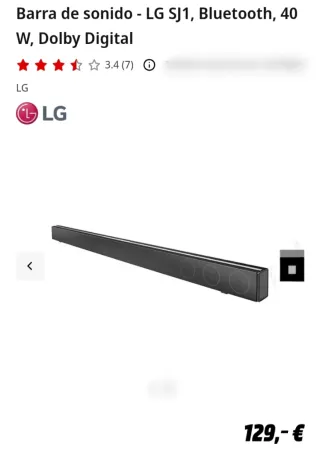 Barra de Sonido LG Bluetooth Negra y gris