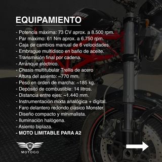 DUCATI MONSTER 695 - 2008, 38337km. 1 AÑO GARANTÍA