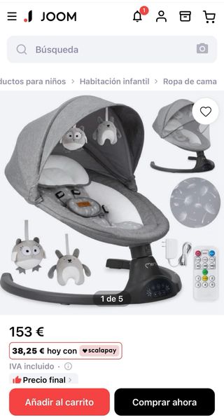 Mecedora bebé Momi gris con dos peluches