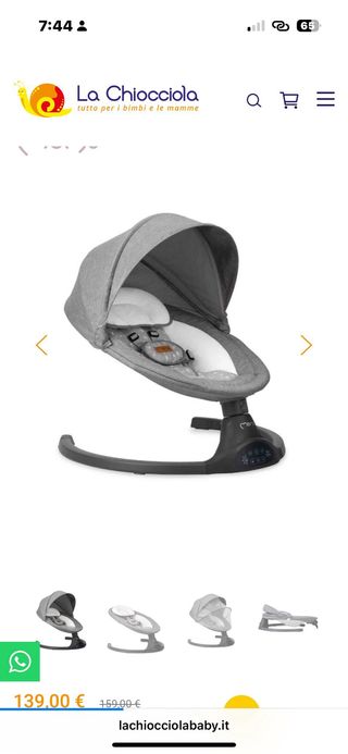 Mecedora bebé Momi gris con dos peluches