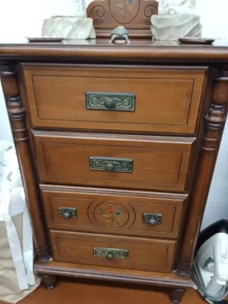 Mesita de noche vintage madera y metal