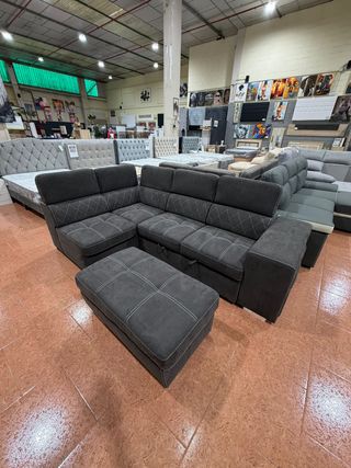 Sofá rinconera gris 7 plazas