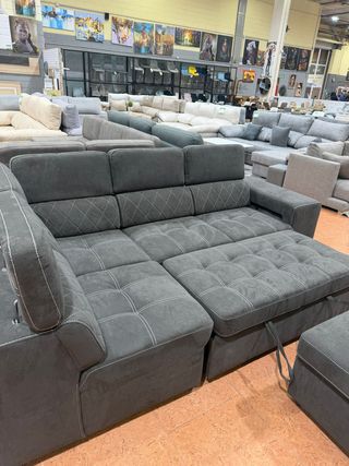 Sofá rinconera gris 7 plazas