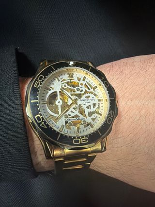 Orologio Martyn Line Scheletro Dorato Nero