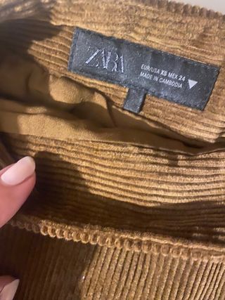 Falda mini pana marrón Zara Talla XS