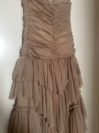 Vestido nuevo largo tul beige fiesta gala talla M
