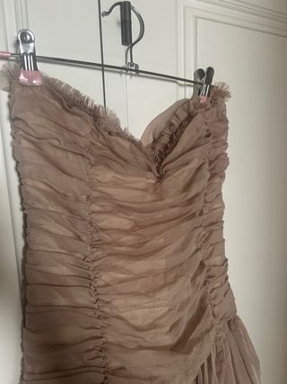 Vestido nuevo largo tul beige fiesta gala talla M