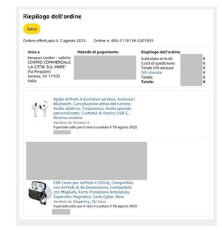 Airpods 4 con ANC + cover magnetica ESR