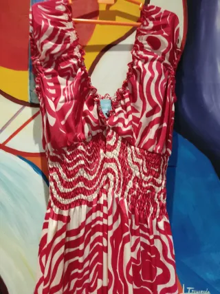 Vestido Verano Estampado Rojo y Blanco