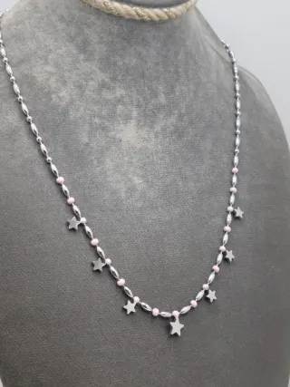 Gargantilla acero quirúrgico estrellas y perlas