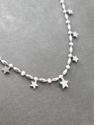 Gargantilla acero quirúrgico estrellas y perlas