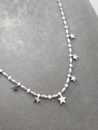 Gargantilla acero quirúrgico estrellas y perlas