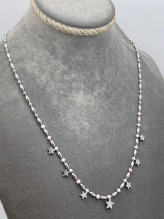 Gargantilla acero quirúrgico estrellas y perlas