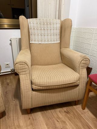 2 Butacas de salón tela madera