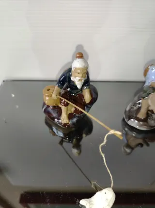 2 Pescatori Orientali Ceramica Vintage