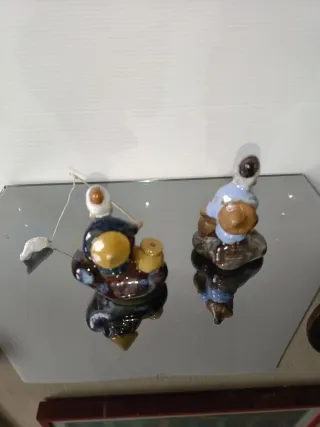 2 Pescatori Orientali Ceramica Vintage