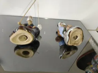 2 Pescatori Orientali Ceramica Vintage