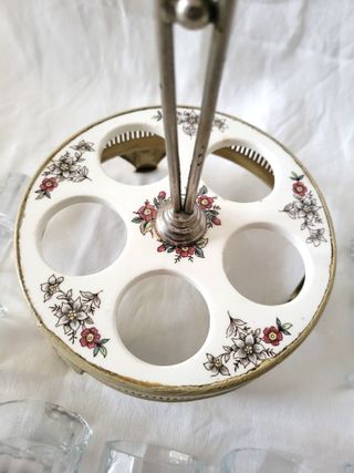 Cestino oliera vintage con 4 vasetti