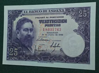 25 PESETAS ALBÉNIZ ESTADO ESPAÑOL 1954 SERIE I SC