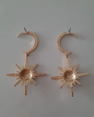 Pendientes Luna y Estrella Dorados con Strass