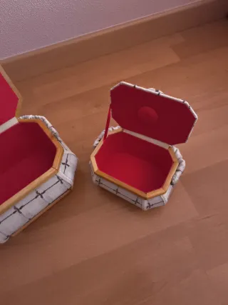 Cajitas madera y tela joyero/costurero