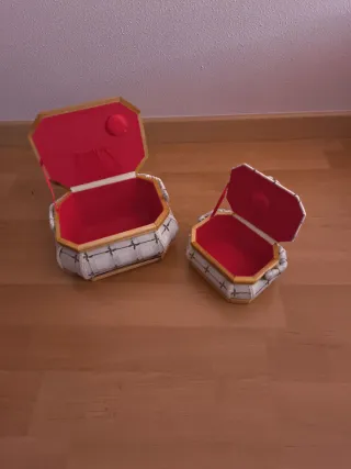 Cajitas madera y tela joyero/costurero