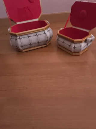 Cajitas madera y tela joyero/costurero