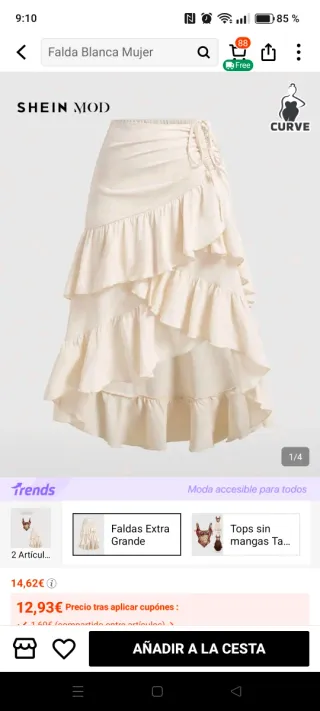 Falda larga volantes SHEIN beige